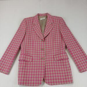Missoni Donna Blazer Womens Size 6 Pink Tan Wool Blend Checkered Italy Jacket